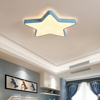 1-Light Flush-Mount Light Fixture Kids Style Star Shape Acrylic Ceiling Lighting