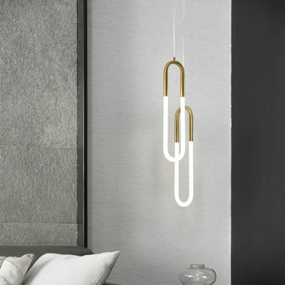 1-Light Hanging Light Kit Modern Style Rectangular ​Shape Metal Pendant Ceiling Lights