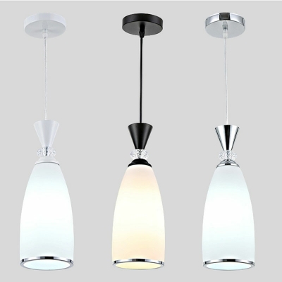 1-Light Industrial Glass Pendant Light Frosted White Glass Cone Pendant Light