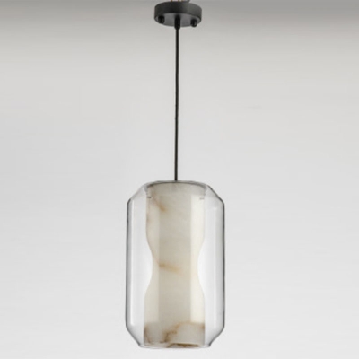 1 Light Lantern Shade Hanging Light Modern Style Glass Pendant Light for Dinning Room