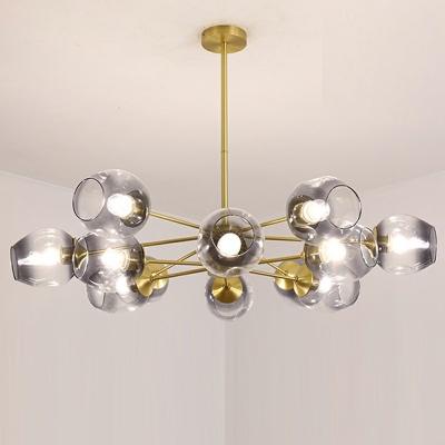 12 Lights Sputnik Shade Hanging Light Modern Style Glass Pendant Light for Living Room
