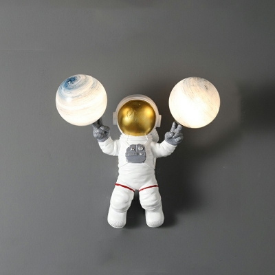 2-Light Sconce Lights Kids Style Astronaut Shape Plastic Wall Lighting Fixtures