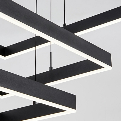 3-Light Pendant Lighting Fixtures Minimalist Style Square Shape Metal Chandelier Lighting