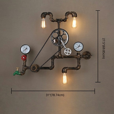 3-Light Sconce Lights Industrial-Style Bicycle Shape Metal Wall Lighting Ideas
