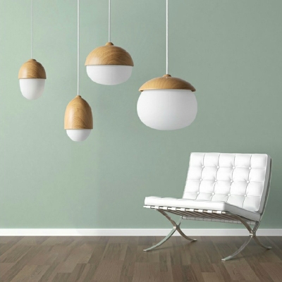 4-Light Multi Light Pendant Modern Style Geometric Shape Wood Down Lighting