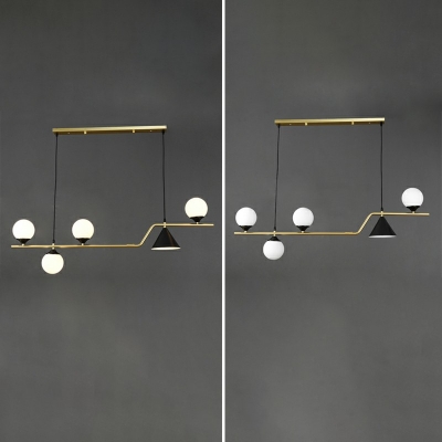 5-Light Hanging Island Lights Modern Style Geometric Shape Glass Chandelier Light