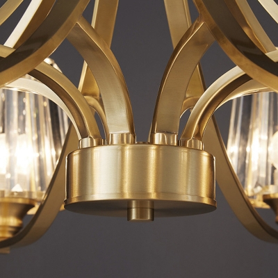 8 Lights Brass Glass Modern Lighting Chandelier Metal Minimalist Pendants Lights Fixtures for Living Room