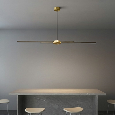 Contemporary Metal Pendant Light Fixture Linear Office Hanging Chandelier