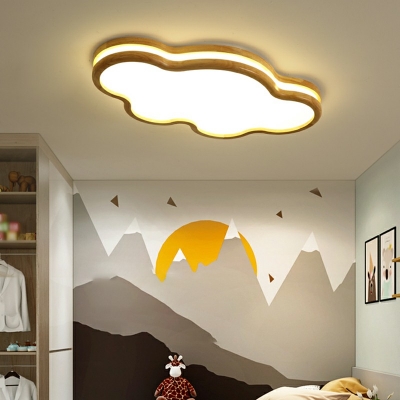 Contemporary Flush Ceiling Light Wood Flush Mount Ceiling Light Fixtures for Children's Room