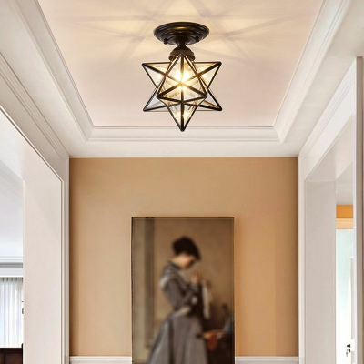 Creative Glass Decorative Ceiling Light Colonial Style for Corridor and Hallway
