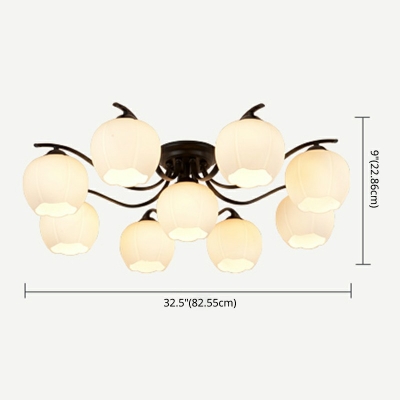 Creative Glass Warm Decorative Ceiling Light 9 Lights for Bedroom and Hallway