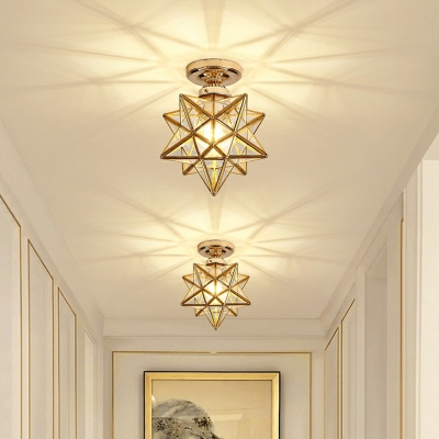 Creative Glass Warm Decorative Ceiling Light Colonial Style for Corridor and Hallway