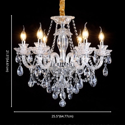 European Style Hanging Light Kit Candle Shape Crystal Chandelier for Living Room Bedroom
