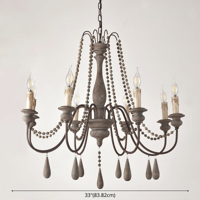 French Retro Chandelier 8 Head Ceiling Chandelier for Bedroom Living Room