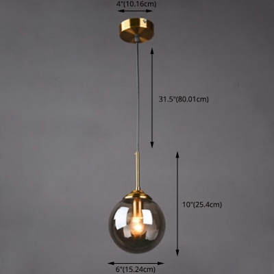Globe Glass Pendants Light Fixtures Modern 1 Light Minimalist Hanging Lamp for Living Room