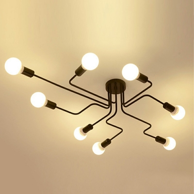Industrial Ceiling Mounted Fixture 8 Light Flush Ceiling Light for Bedroom Dining Room