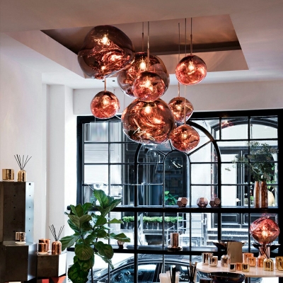 Industrial-Style Mirrored Glass Pendant Lamp Glass Irregular Globe Ceiling Light
