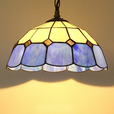 Mediterranean Suspended Lighting Fixture Tiffany-Style Bowl Pendant Lighting Fixtures for Living Room
