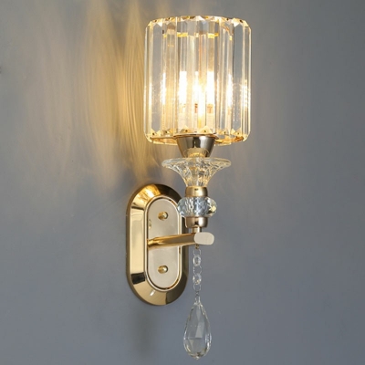 Metal Glass LED Wall Sconce Nordic Style Crystal Retro Wall Light for Bedside