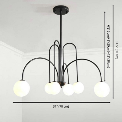 Postmodern Hanging Lights Metal 6 Head Chandelier for Bedroom Dining Table