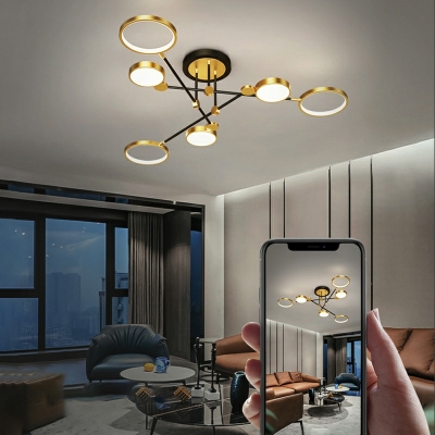 Postmodern Style LED Chandelier Light 6 Lights Metal Acrylic Nordic Style Pendant Light for Living Room