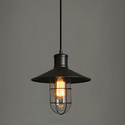 1-Light Pendant Lamp Vintage Style Covered Cage Shape Metal Hanging Ceiling Lights