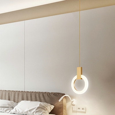 1-Light Pendant Light Fixtures Contemporary Style Circlet ​Shape Metallic Hanging Lights