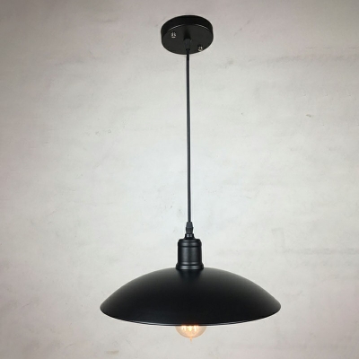 1 Light Saucer Black Pendants Light Industrial Living Room Hanging Ceiling Lights
