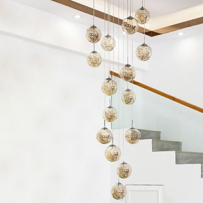 15 Lights Cluster Pendant Gypsophila Modern Glass Shade Cluster Pendant Light for Living Room