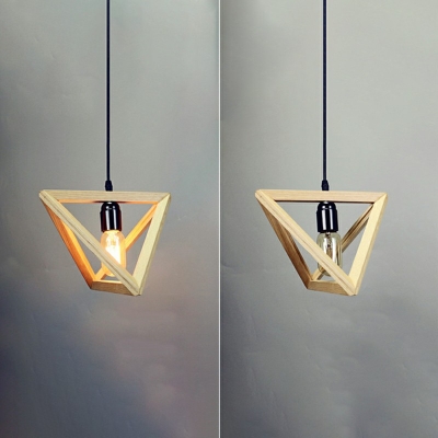 3-Light Multi Light Pendant Simple Style Geometric Shape Wood Hanging Lamp Kit