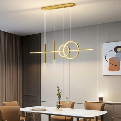 5-Light Island Pendants Modern Style Linear Shape Metal Hanging Lamp Kit