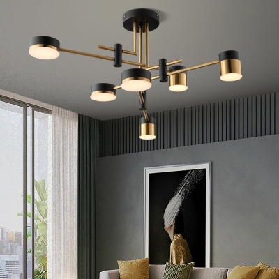 6 Lights LED Pendant Light Modern Style Minimalism Metal Acrylic Chandelier Light for Living Room