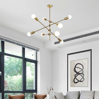 8 Lights Sputnik Shade Hanging Light Modern Style Metal Pendant Light for Dining Room
