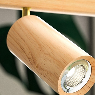 Contemporary Wood Pendant Light Fixture Straight Bar Hanging Ceiling Light