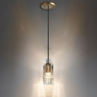 Crystal Geometric Pendant Light Modern Brass Simplicity Hanging Light Fixtures 1 Light for Bedroom