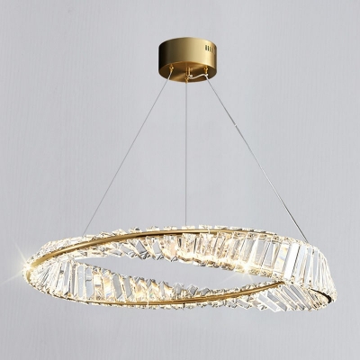 Crystal Metal LED Lights Nordic Style Modern and Simple Rotating Shaped Pendant Light for Living Room