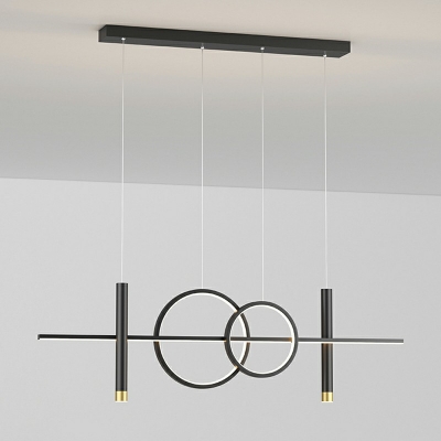 Linear Island Light Fixture 5 Lights Modern Contracted Metal Shade Hanging Light for Kitchen