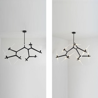 Modern Style LED Pendant Light 14 Lights Metal Glass Chandelier Light for Living Room