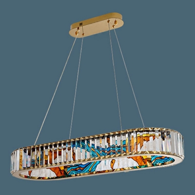 Modern Style Multi Light Pendant Crystal Flush Mount Chandelier for Dining Room Living Room