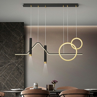 Modern Style Ring Shaped Island Pendant Acrylic 5 Light Island Light for Restaurant
