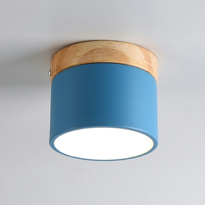 Nordic Style LED Celling Light Modern Style Metal Wood Macaron Flushmount Light for Bedroom
