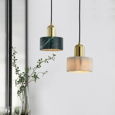 1 Light Cylinder Shade Hanging Light Modern Style Marble Pendant Light for Bedroom Room