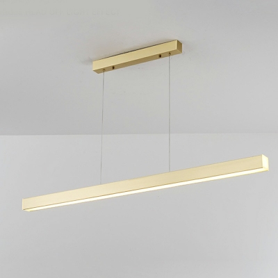 1-Light Island Light Fixtures Minimal Style Linear Shape Metal Hanging Light Kit