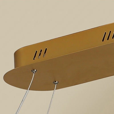 1-Light Island Lighting Minimal Style Oval Shape Metal Chandelier Lamp