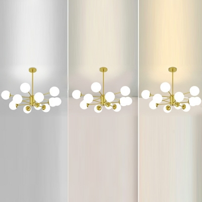 12 Lights Globe Shade Hanging Light Modern Style Glass Pendant Light for Living Room