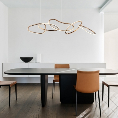 5-Light Chandelier Lighting Simplicity Style Multiple Seamless Curves ​Shape Metal Hanging Pendant Lights