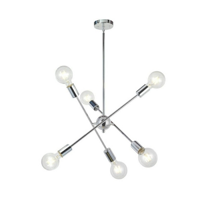 Chandelier Light Fixture 6 Lights Modern Metal Shade Hanging Lamp for Drawing Room