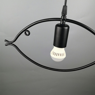 Fish Shade Pendant Lighting Fixtures Black Industrial Living Room Hanging Ceiling Lights