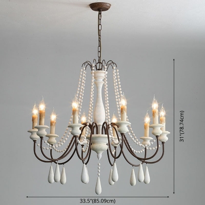 French Retro Chandelier 10 Head Ceiling Chandelier for Bedroom Dining Room Living Room