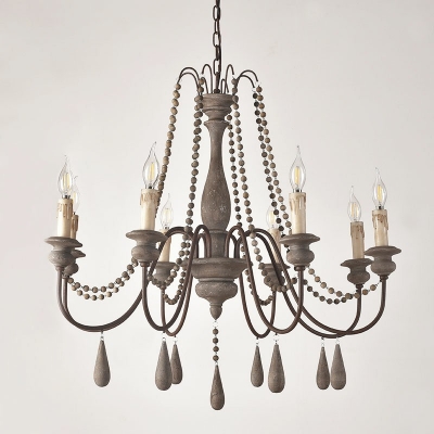 French Retro Chandelier 8 Head Ceiling Chandelier for Bedroom Living Room